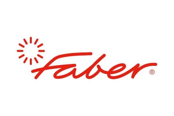 Faber logo in red with sun design